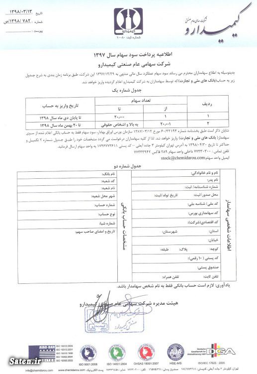 تاریخ پرداخت سود سهام شرکت کیمیدارو (دکیمی) اخبار دارو, اخبار صنعت دارو, اخبار مجامع بورسی, زمانبندی پرداخت سود نقدی شرکت ها, سود سهام شرکت کیمیدارو, سود سهام شرکتهای بورسی, مجمع شرکت کیمیدارو